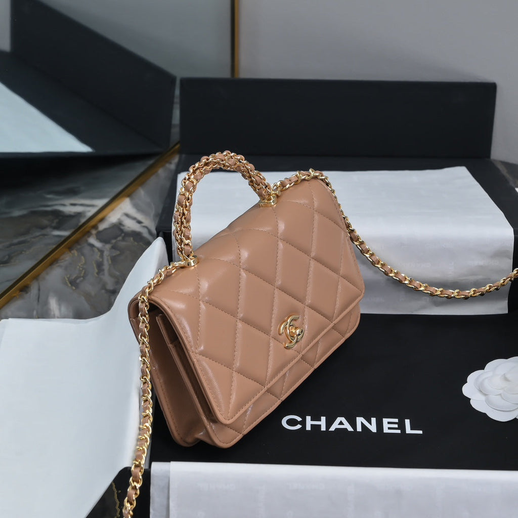Chanel Wallet on chain, AP4166 Lambskin Apricot