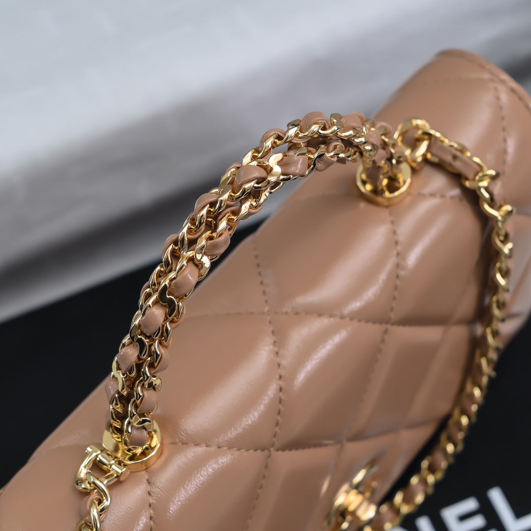 Chanel Wallet on chain, AP4166 Lambskin Apricot