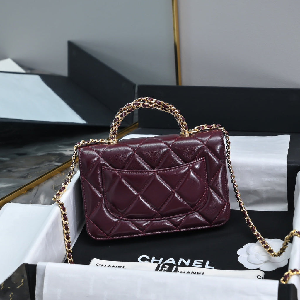 Chanel Wallet on chain, AP4166 Lambskin Wine Red