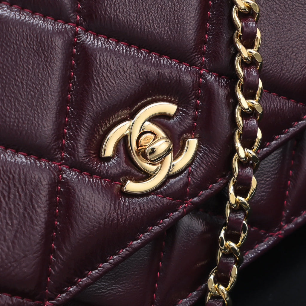 Chanel Wallet on chain, AP4166 Lambskin Wine Red