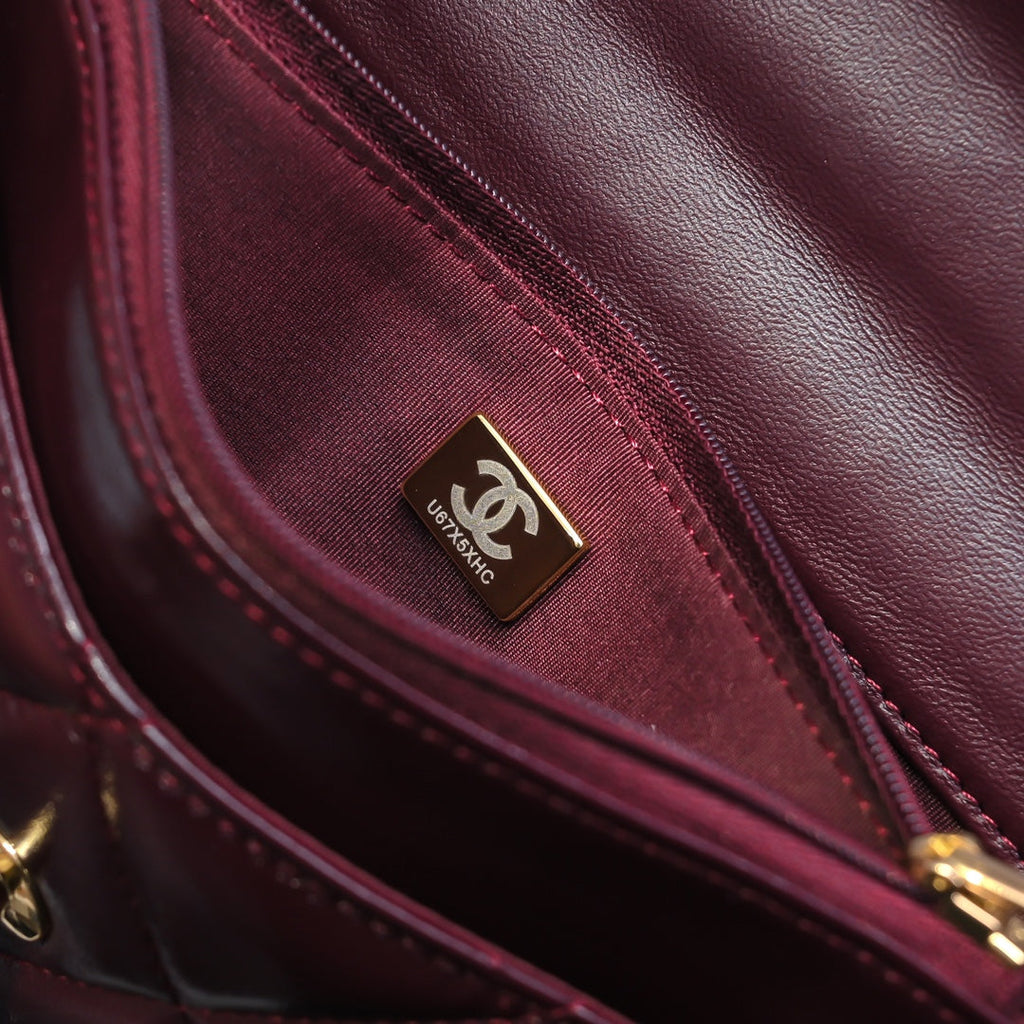 Chanel Wallet on chain, AP4166 Lambskin Wine Red
