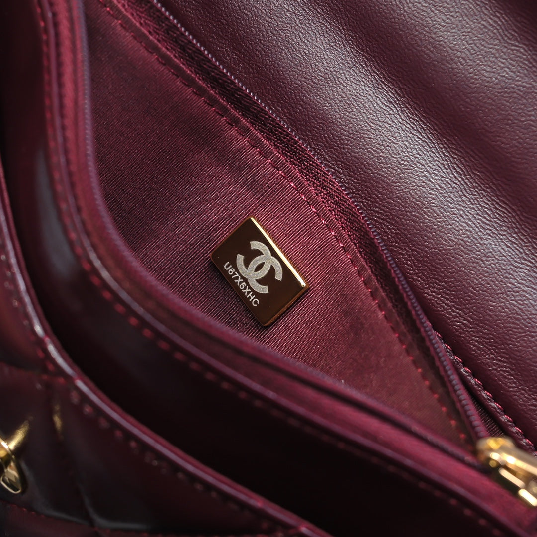 Chanel Wallet on chain, AP4166 Lambskin Wine Red