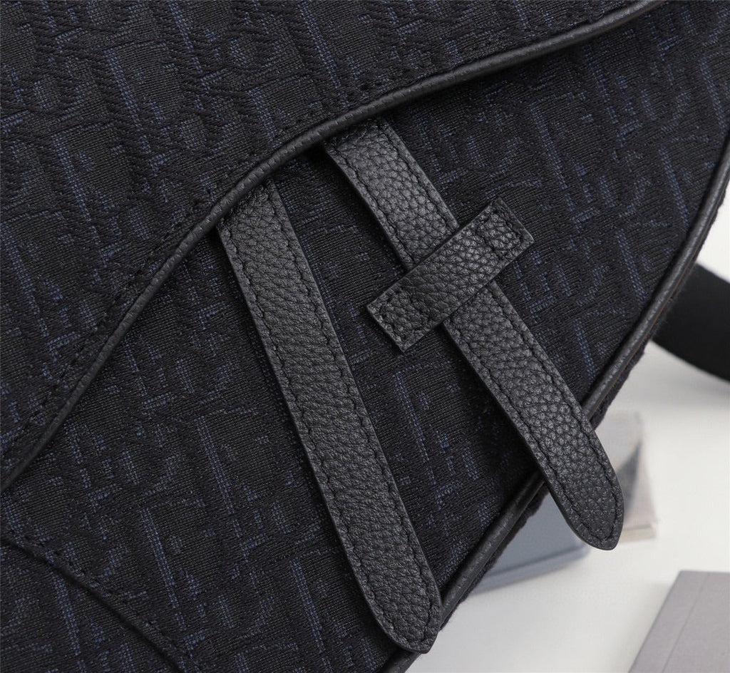 Dior 1ADPO093 Saddle Bag Black Dior Oblique Jacquard