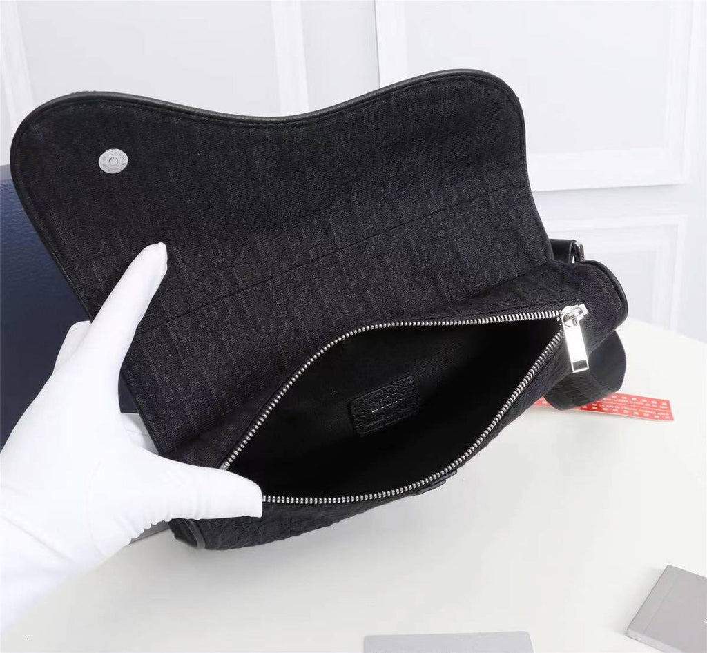 Dior 1ADPO093 Saddle Bag Black Dior Oblique Jacquard