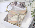 Dio M0446 Saddle Bag Beige Toile de Jouy Embroidery