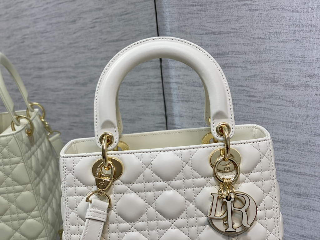 Dior M0565 Medium Lady Bag White Cannage Lambskin - Default Title - View 2