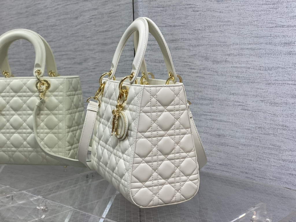 Dior M0565 Medium Lady Bag White Cannage Lambskin - Default Title - View 6
