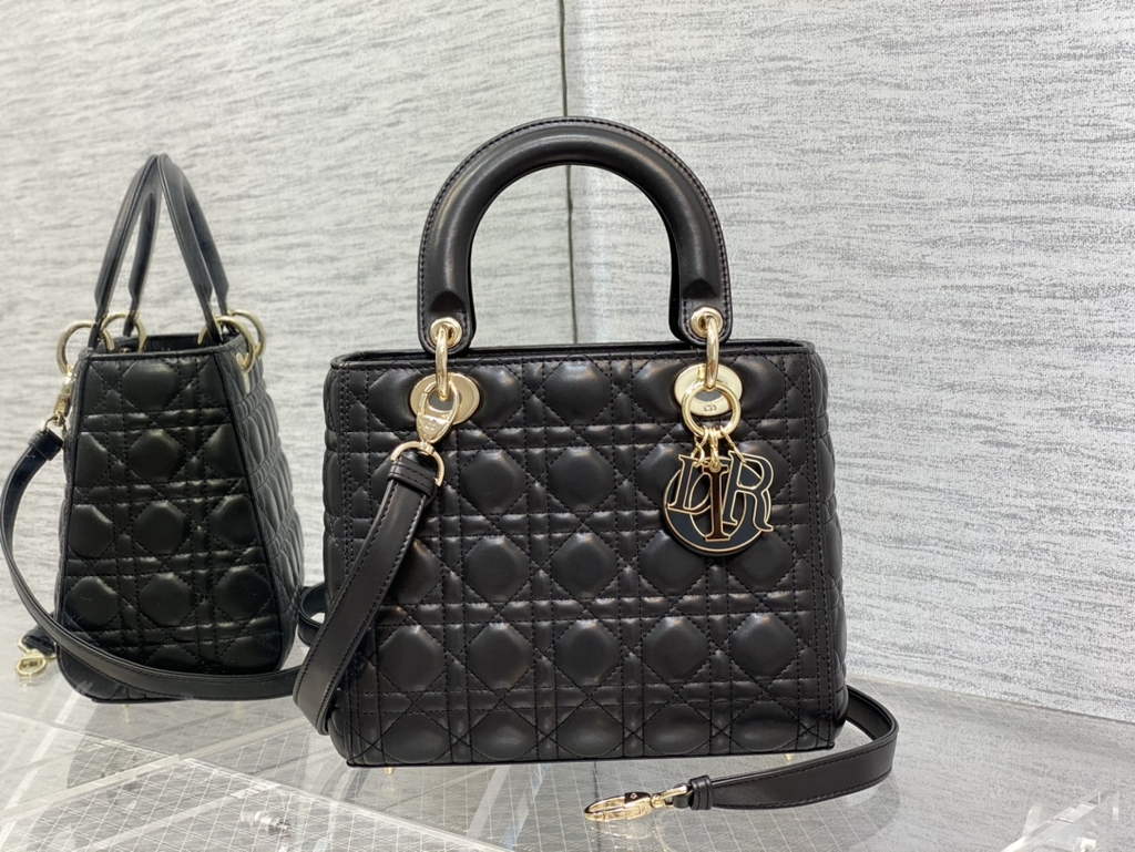 Dior M0565 Medium Lady Bag Black Cannage Lambskin - Default Title - View 1