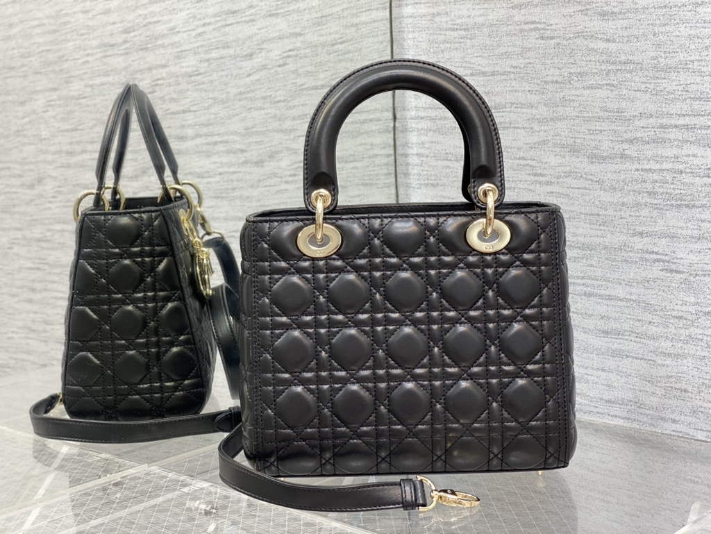 Dior M0565 Medium Lady Bag Black Cannage Lambskin - Default Title - View 5