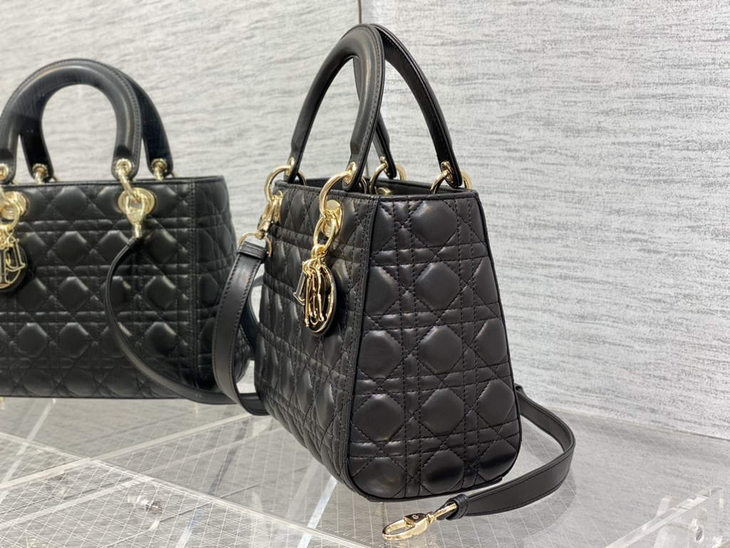 Dior M0565 Medium Lady Bag Black Cannage Lambskin - Default Title - View 6