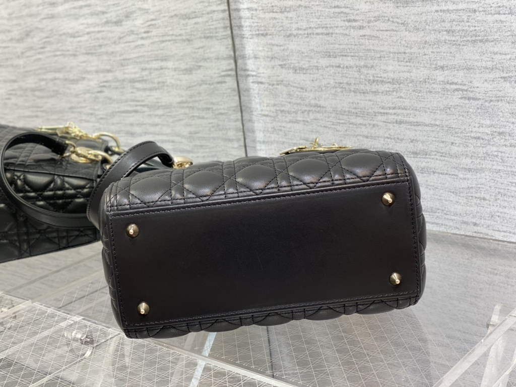 Dior M0565 Medium Lady Bag Black Cannage Lambskin - Default Title - View 7