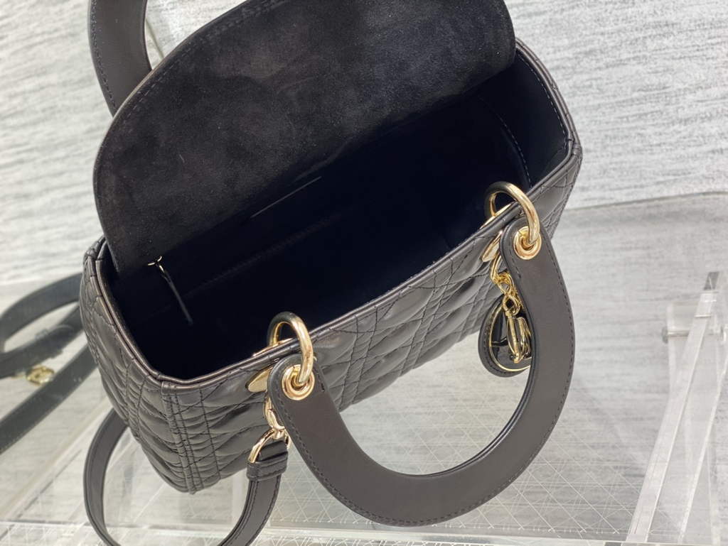 Dior M0565 Medium Lady Bag Black Cannage Lambskin - Default Title - View 8