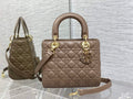 Dior M0565 Medium Lady Bag Warm Taupe Cannage Lambskin - Default Title - View 1