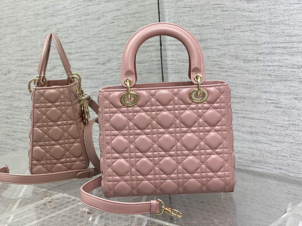 Dior M0565 Medium Lady Bag Cannage Lambskin Pink Gold - Default Title - View 5