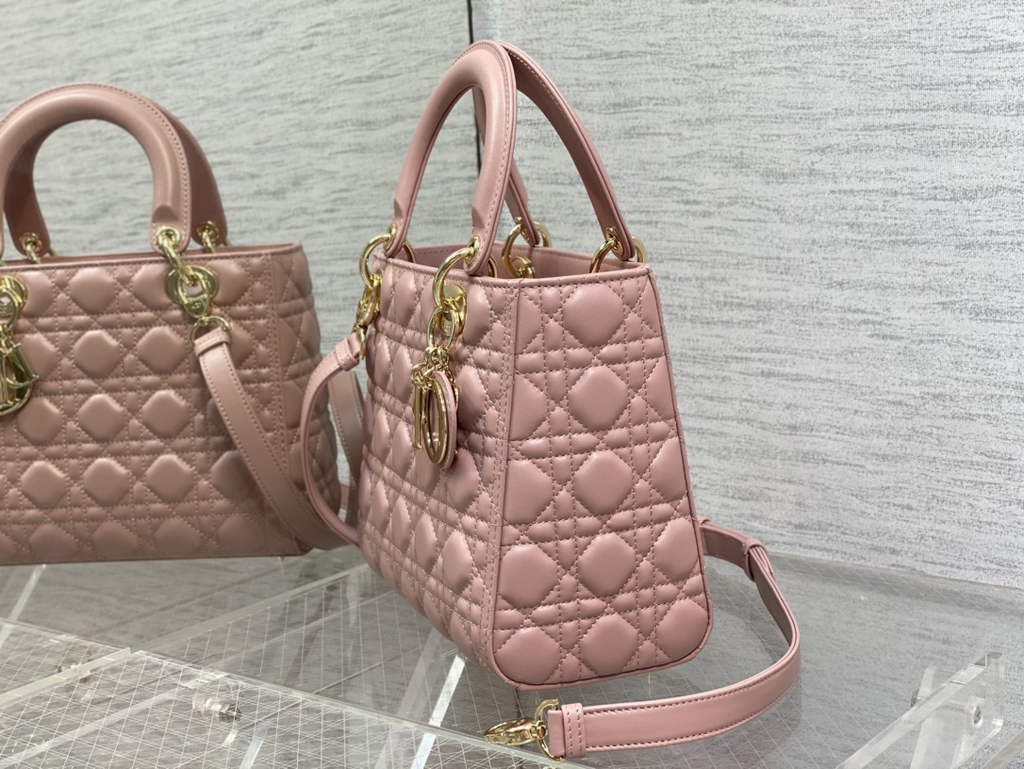 Dior M0565 Medium Lady Bag Cannage Lambskin Pink Gold - Default Title - View 6