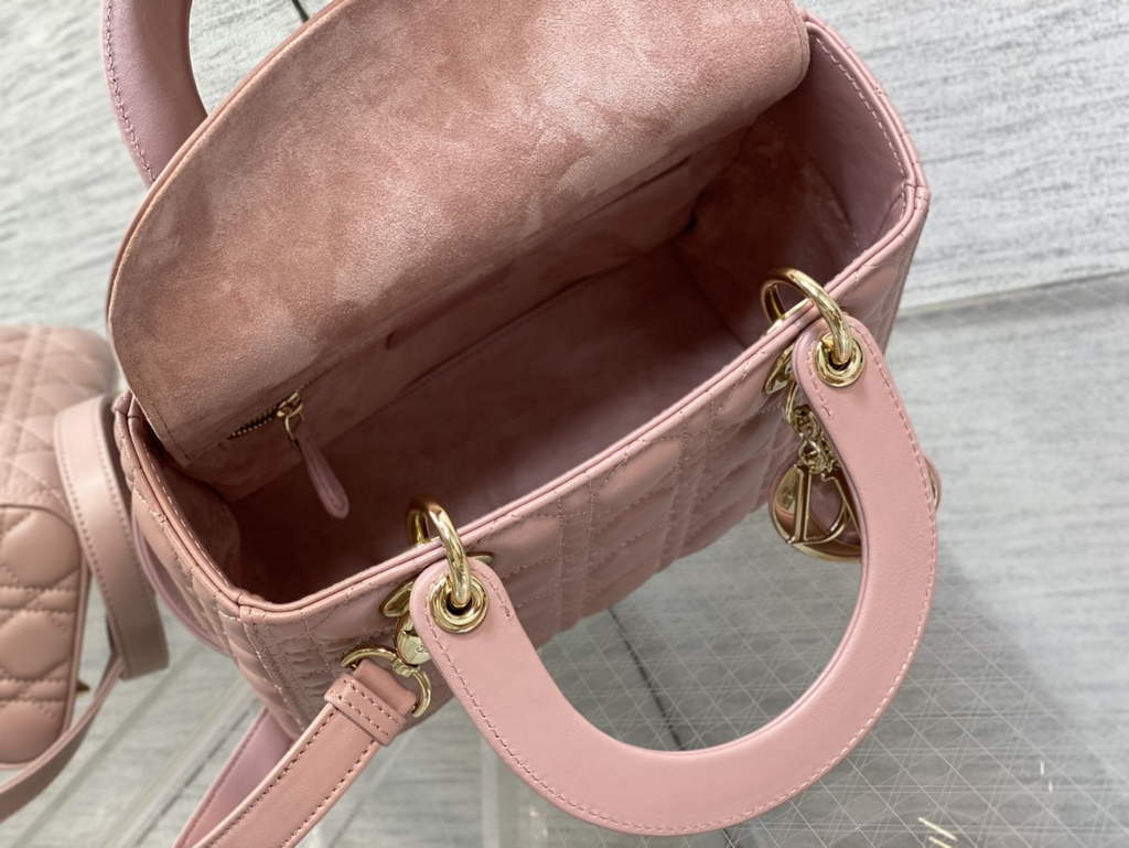 Dior M0565 Medium Lady Bag Cannage Lambskin Pink Gold - Default Title - View 8