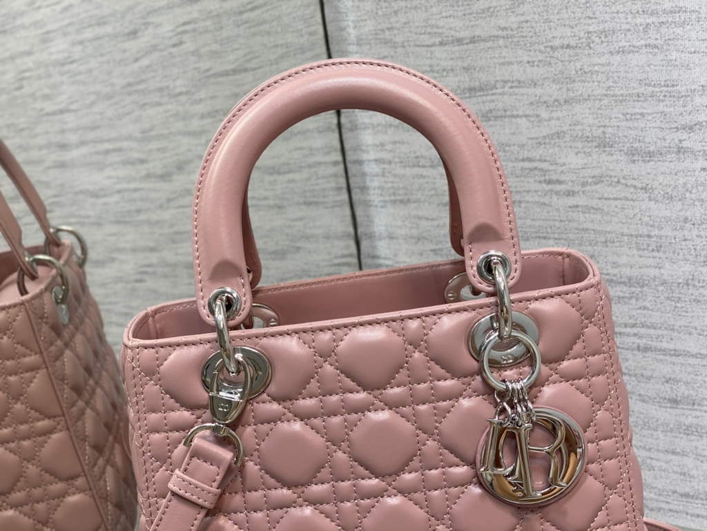 Dior M0565 Medium Lady Bag Cannage Lambskin Pink Silver - Default Title - View 2