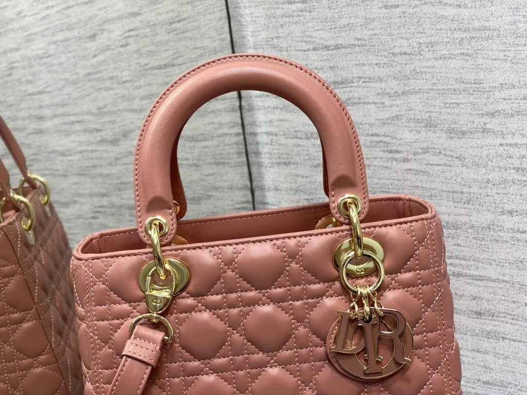 Dior M0565 Medium Lady Bag Pink Cannage Lambskin - Default Title - View 2