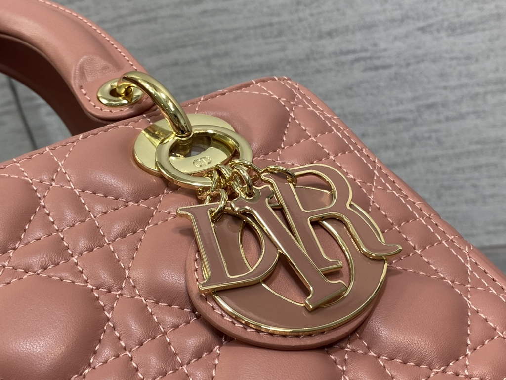 Dior M0565 Medium Lady Bag Pink Cannage Lambskin - Default Title - View 3