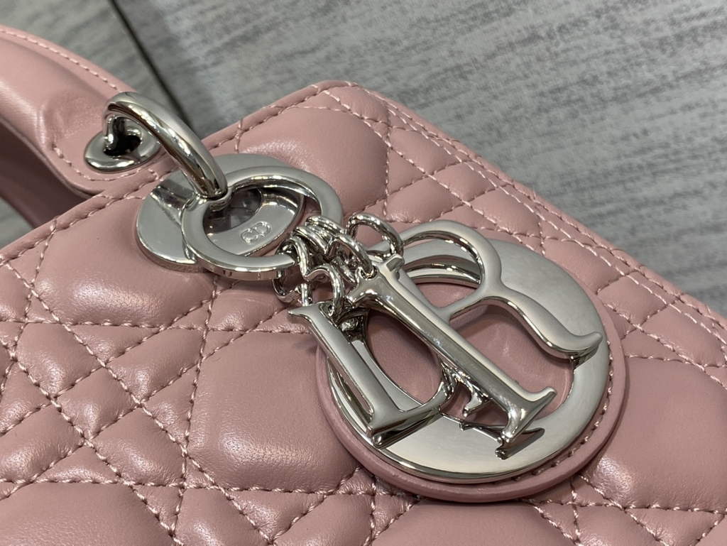 Dior M0565 Medium Lady Bag Cannage Lambskin Pink Silver - Default Title - View 3