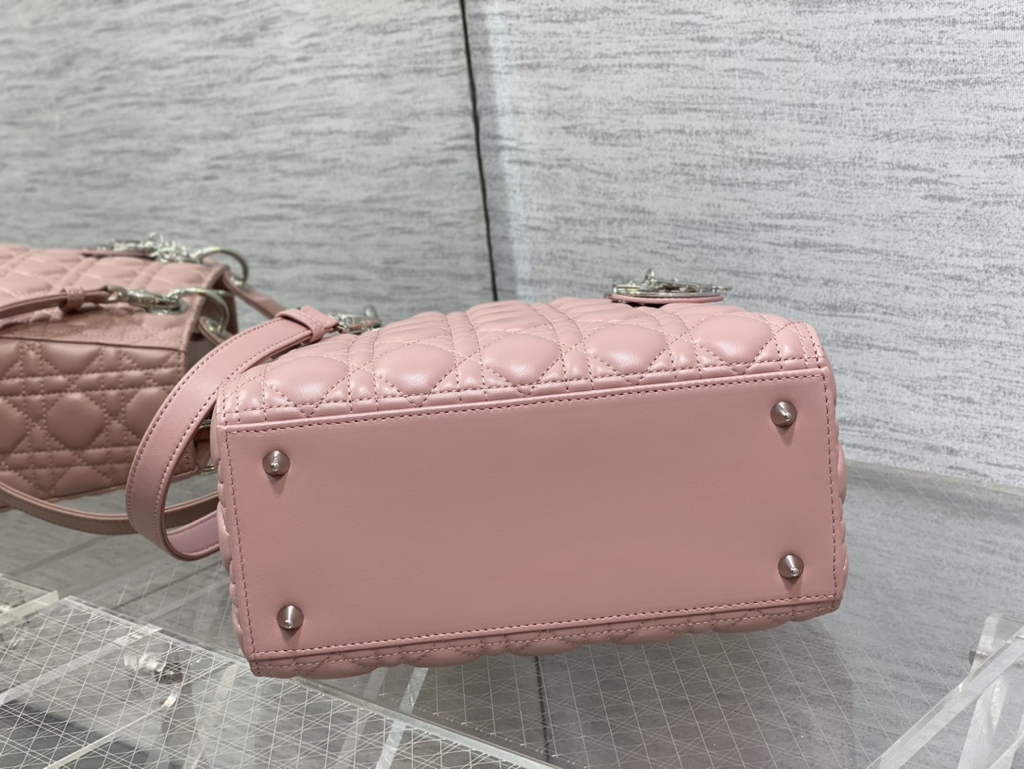Dior M0565 Medium Lady Bag Cannage Lambskin Pink Silver - Default Title - View 7