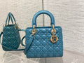 Dior M0565 Medium Lady Bag Cannage Lambskin Blue Gold - Default Title - View 1