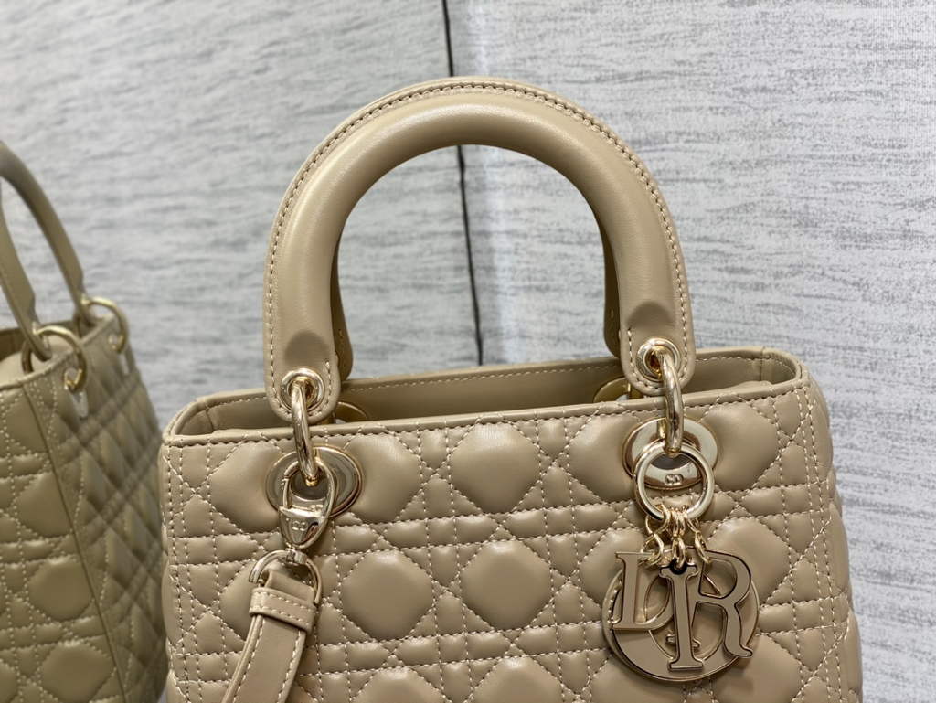 Dior M0565 Medium Lady Bag Apricot Cannage Lambskin - Default Title - View 2