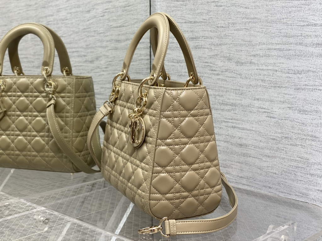 Dior M0565 Medium Lady Bag Apricot Cannage Lambskin - Default Title - View 6