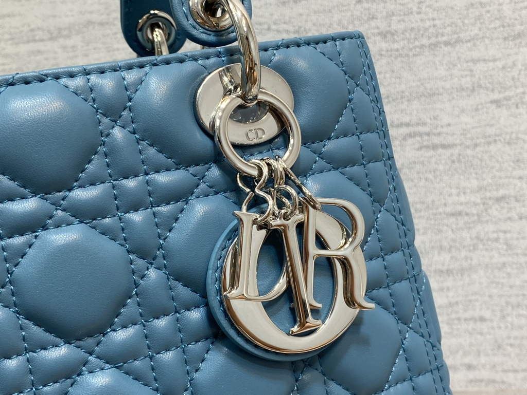 Dior M0565 Medium Lady Bag Cannage Lambskin Blue Silver - Default Title - View 4