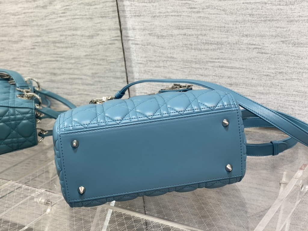 Dior M0565 Medium Lady Bag Cannage Lambskin Blue Silver - Default Title - View 7