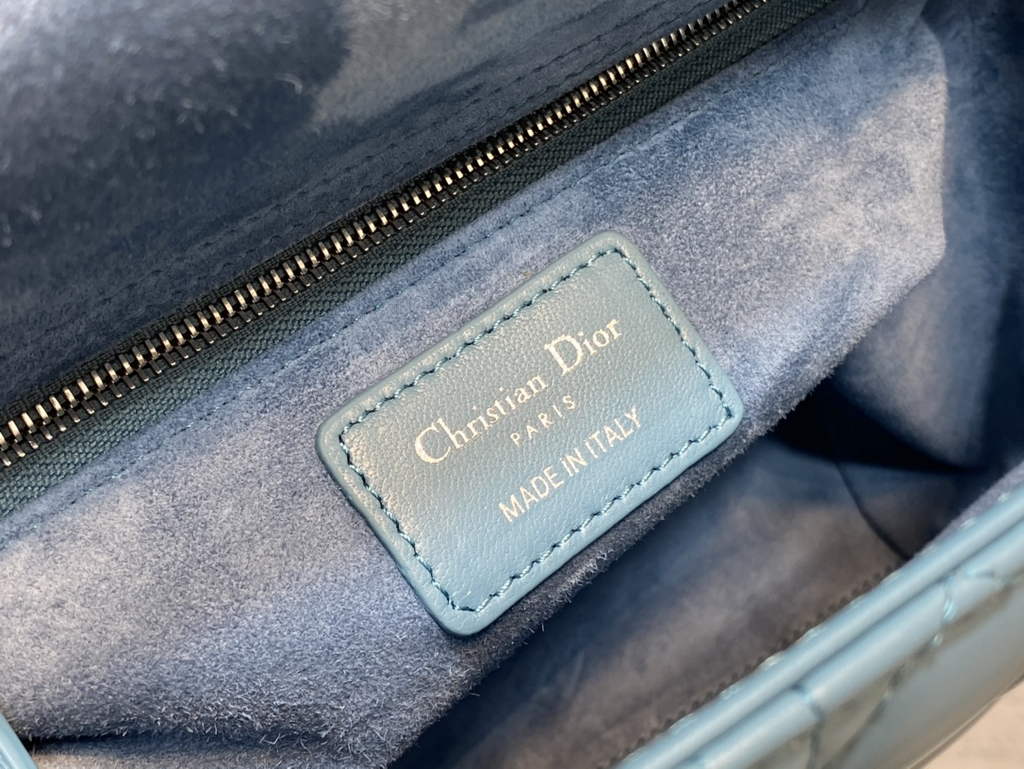 Dior M0565 Medium Lady Bag Cannage Lambskin Blue Silver - Default Title - View 9