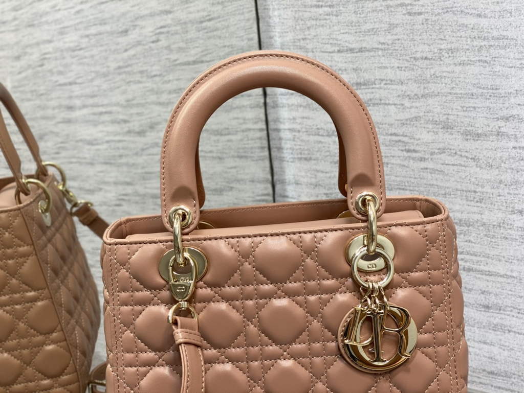 Dior M0565 Medium Lady Bag Cannage Lambskin light pink Gold - Default Title - View 2
