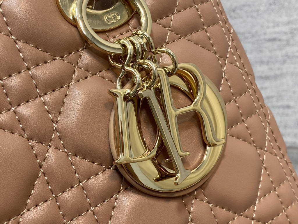 Dior M0565 Medium Lady Bag Cannage Lambskin light pink Gold - Default Title - View 4