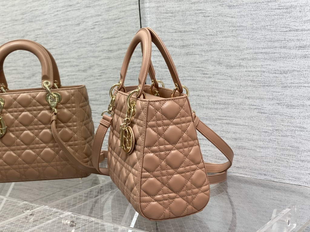 Dior M0565 Medium Lady Bag Cannage Lambskin light pink Gold - Default Title - View 5
