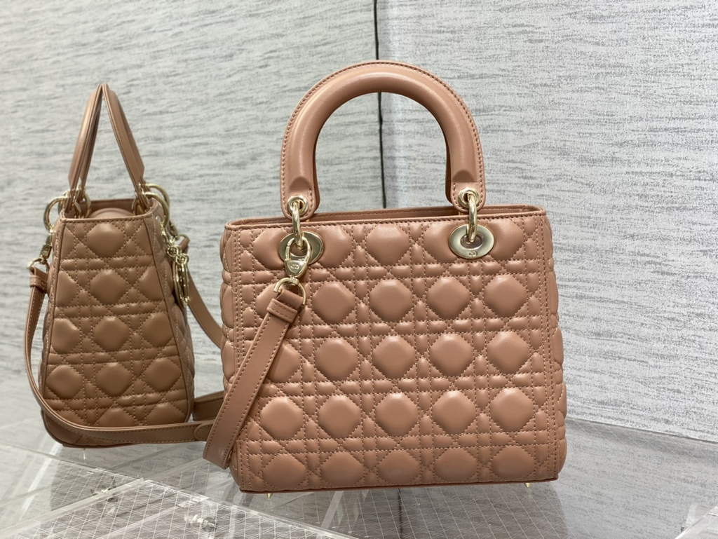 Dior M0565 Medium Lady Bag Cannage Lambskin light pink Gold - Default Title - View 6