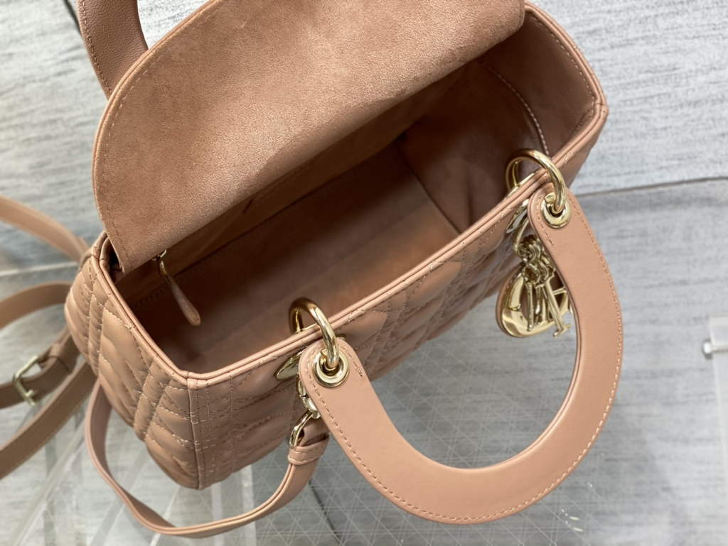 Dior M0565 Medium Lady Bag Cannage Lambskin light pink Gold - Default Title - View 8