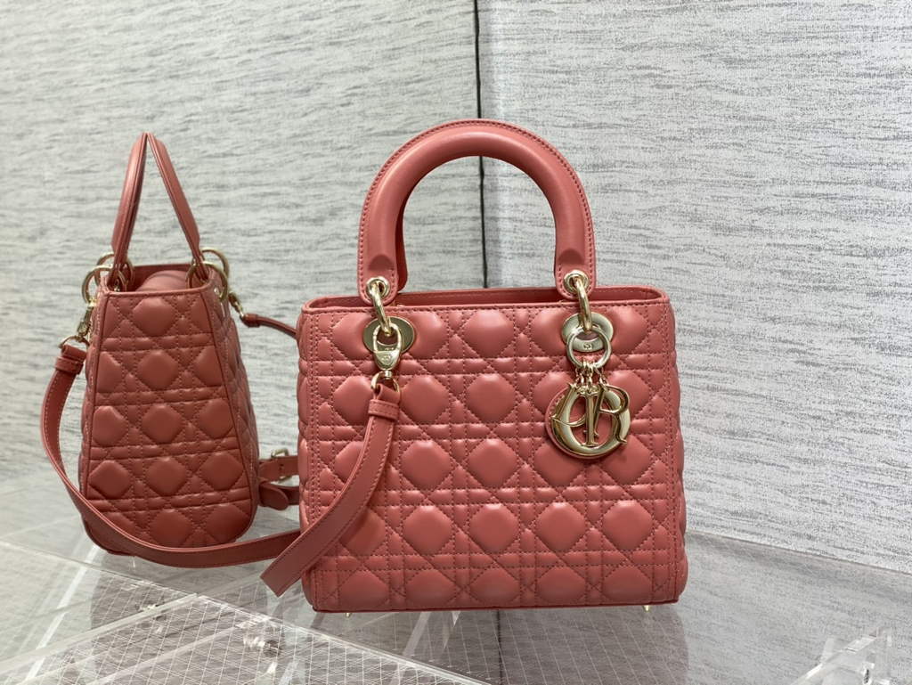Dior M0565 Medium Lady Bag Cannage Lambskin Dark pink - Default Title - View 1