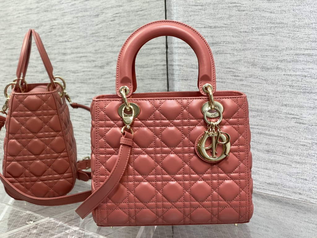 Dior M0565 Medium Lady Bag Cannage Lambskin Dark pink - Default Title - View 2