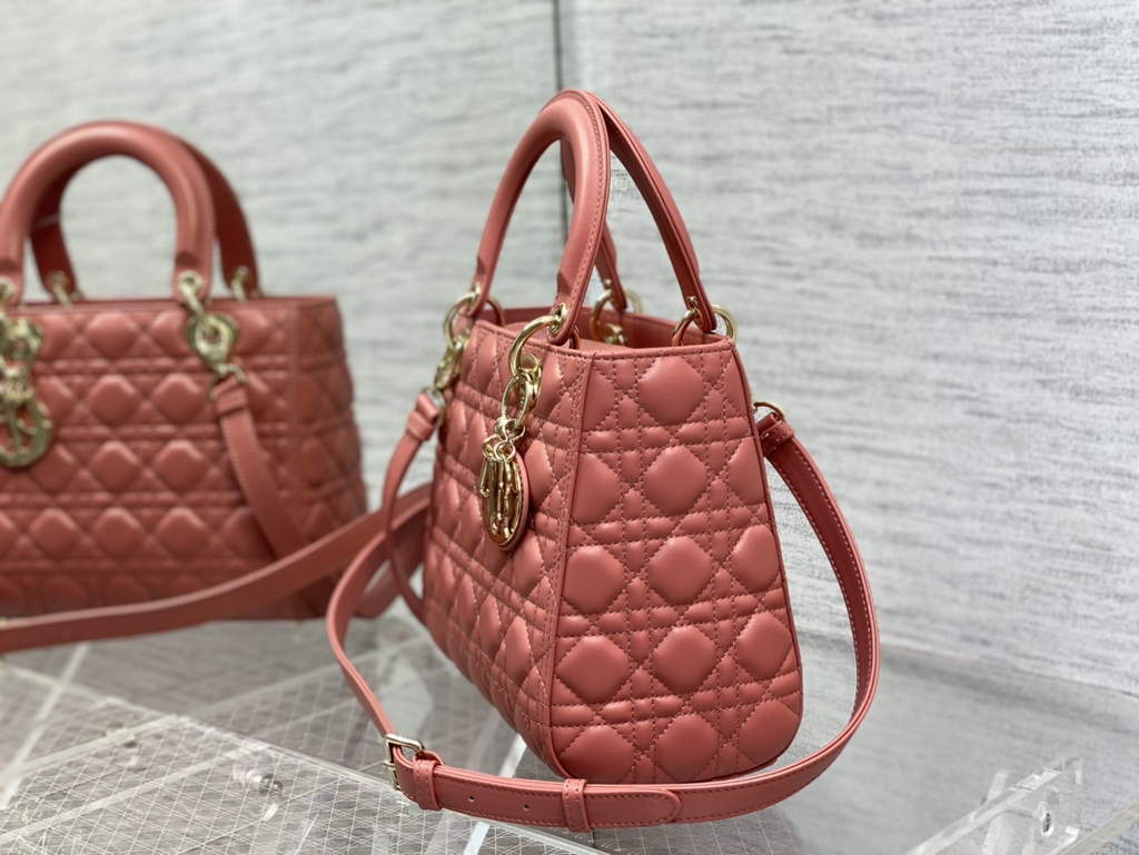 Dior M0565 Medium Lady Bag Cannage Lambskin Dark pink - Default Title - View 6