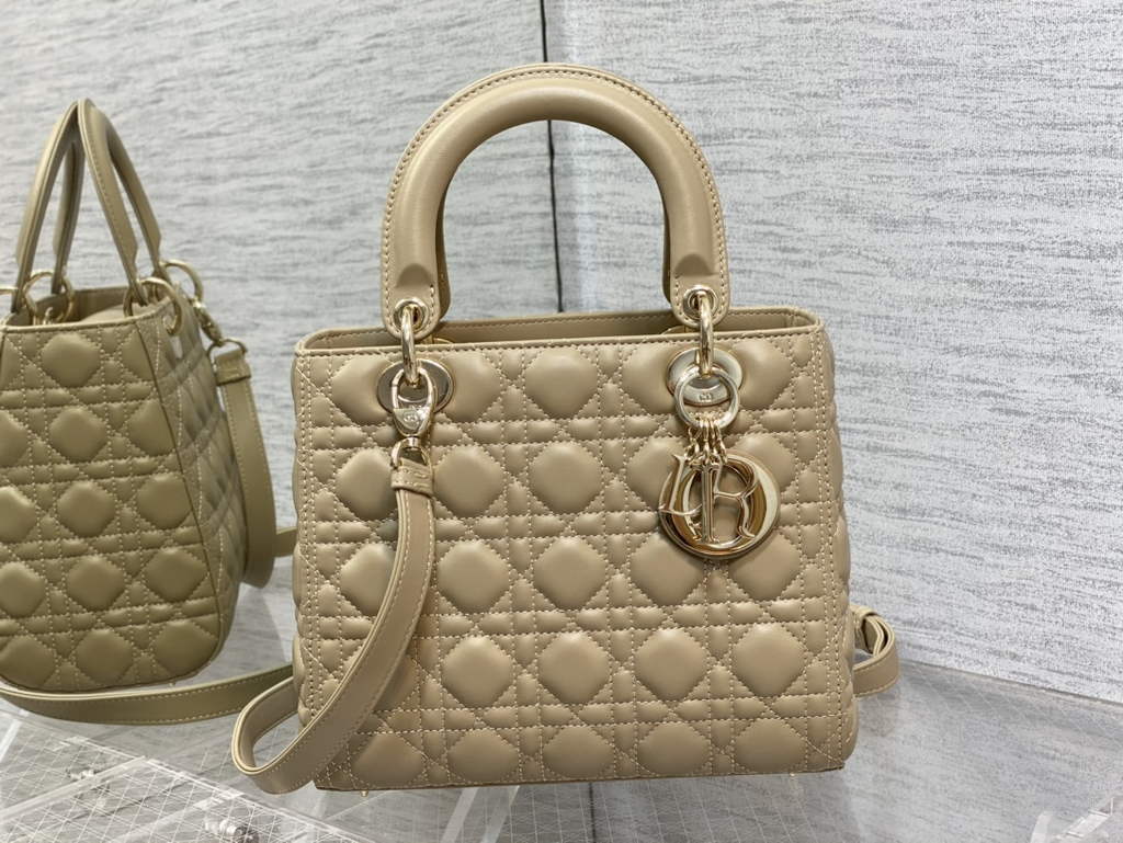 Dior M0565 Medium Lady Bag Cannage Lambskin Dark beige gold - Default Title - View 2