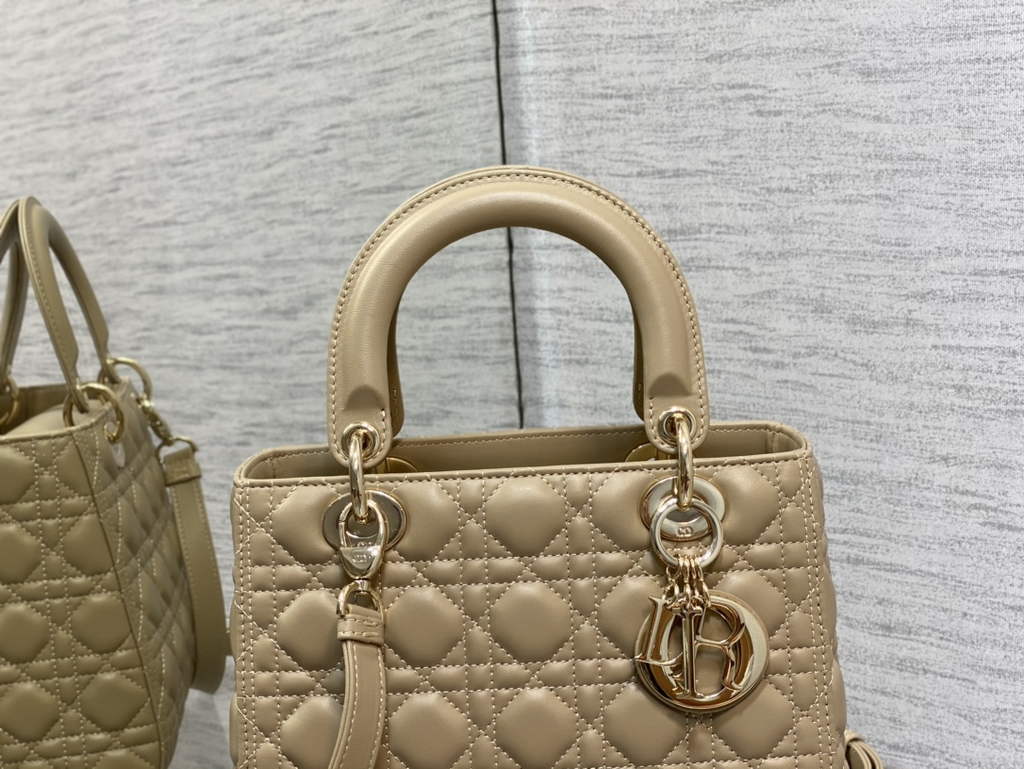 Dior M0565 Medium Lady Bag Cannage Lambskin Dark beige gold - Default Title - View 3