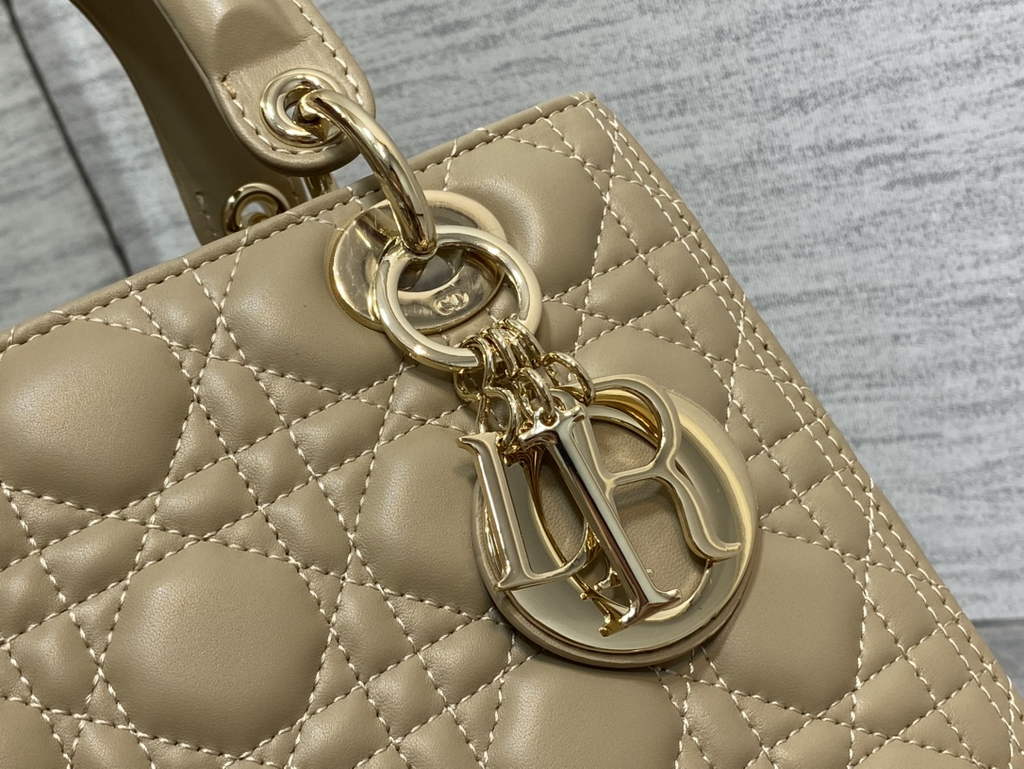 Dior M0565 Medium Lady Bag Cannage Lambskin Dark beige gold - Default Title - View 4