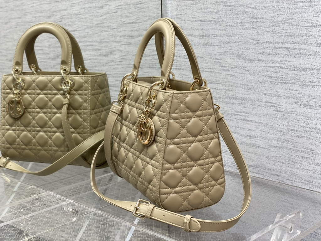 Dior M0565 Medium Lady Bag Cannage Lambskin Dark beige gold - Default Title - View 6