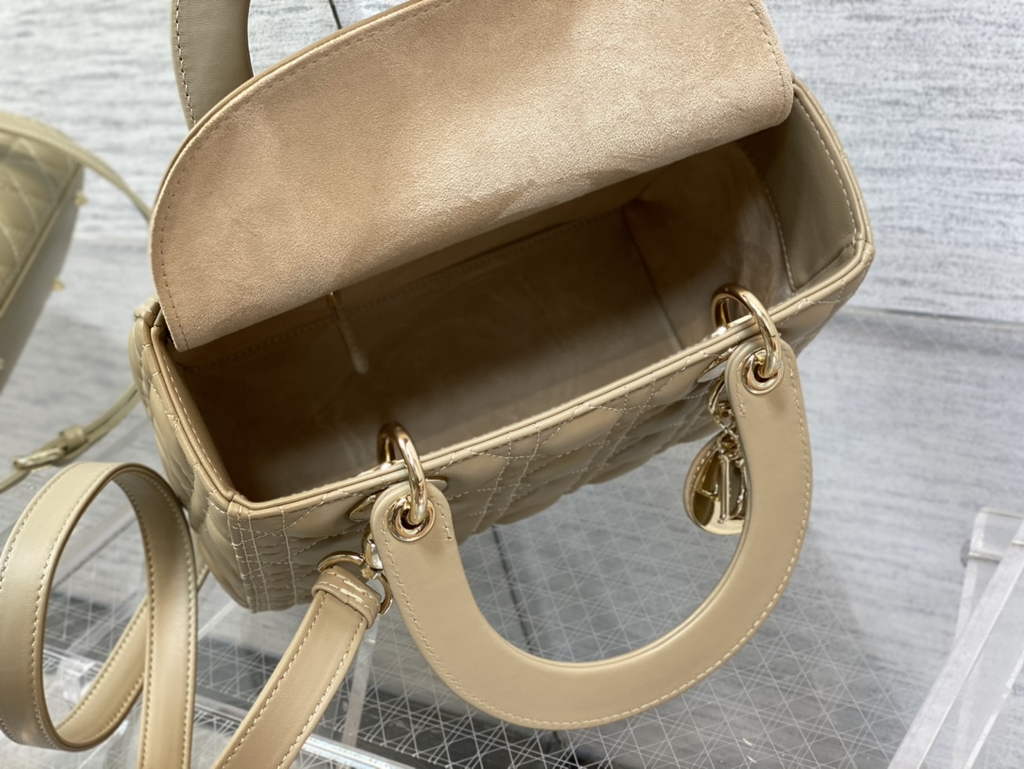 Dior M0565 Medium Lady Bag Cannage Lambskin Dark beige gold - Default Title - View 8