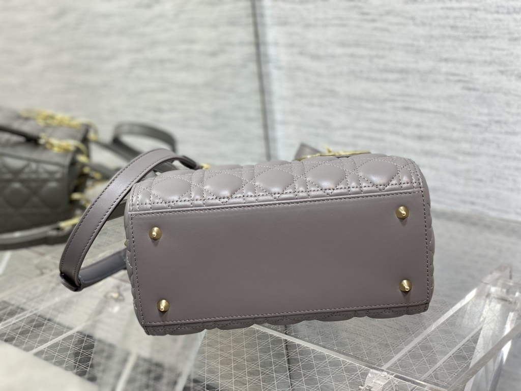 Dior M0565 Medium Lady Bag Cannage Lambskin gray gold - Default Title - View 7
