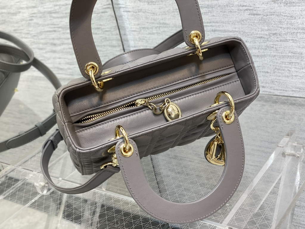 Dior M0565 Medium Lady Bag Cannage Lambskin gray gold - Default Title - View 8