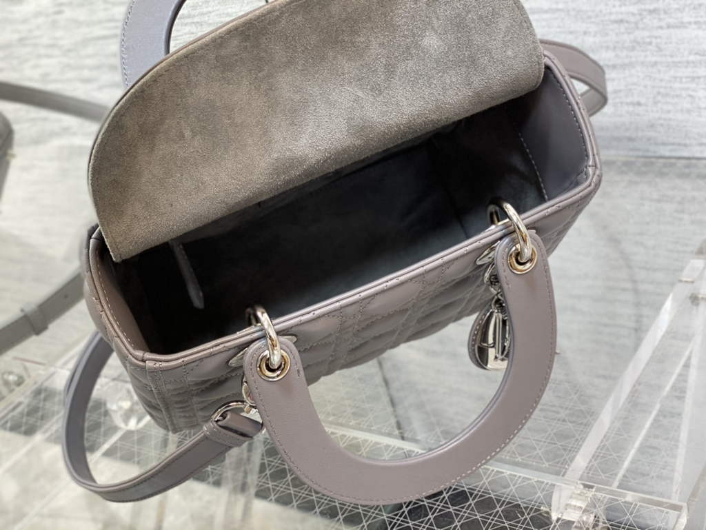 Dior M0565 Medium Lady Bag Cannage Lambskin gray silver - Default Title - View 8
