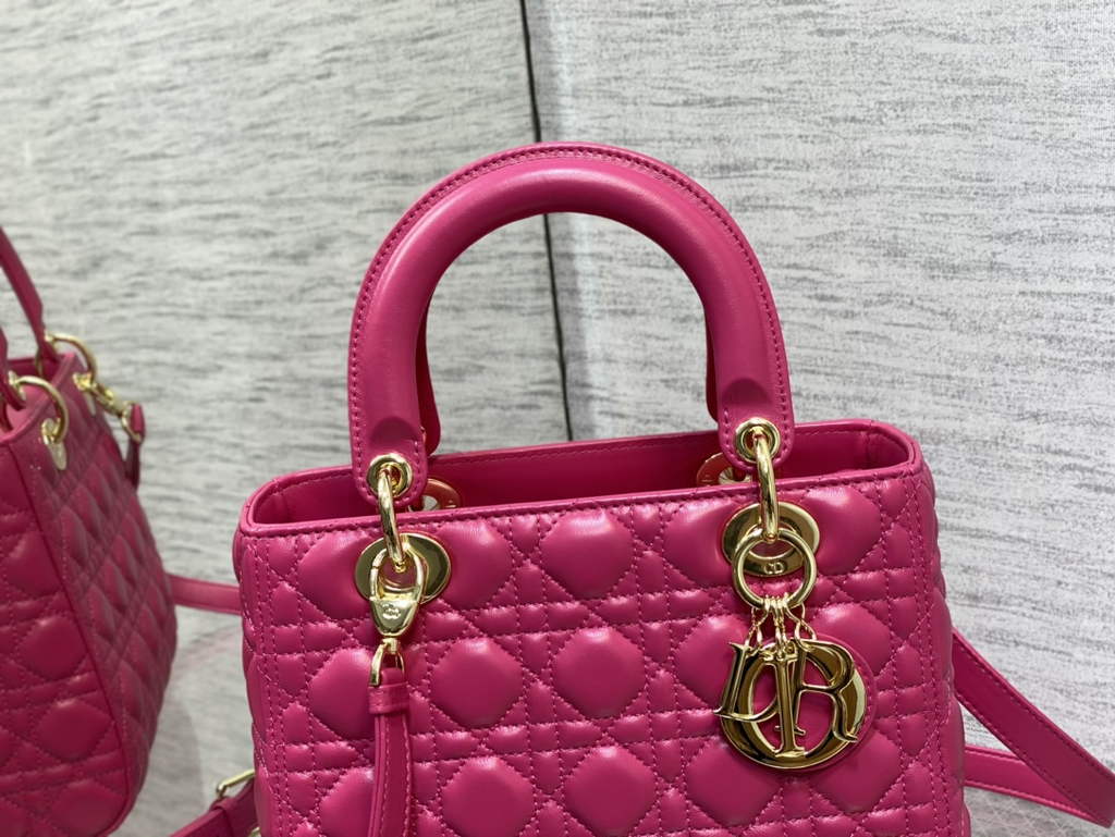 Dior M0565 Medium Lady Bag Cannage Lambskin plum gold - Default Title - View 3