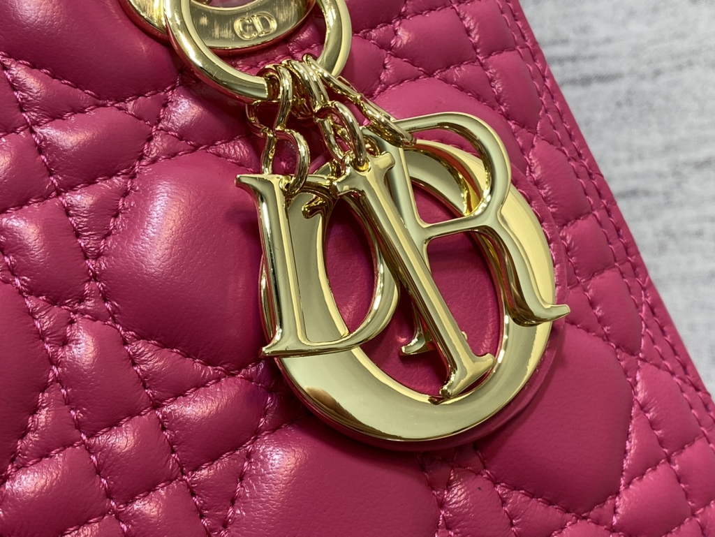 Dior M0565 Medium Lady Bag Cannage Lambskin plum gold - Default Title - View 4