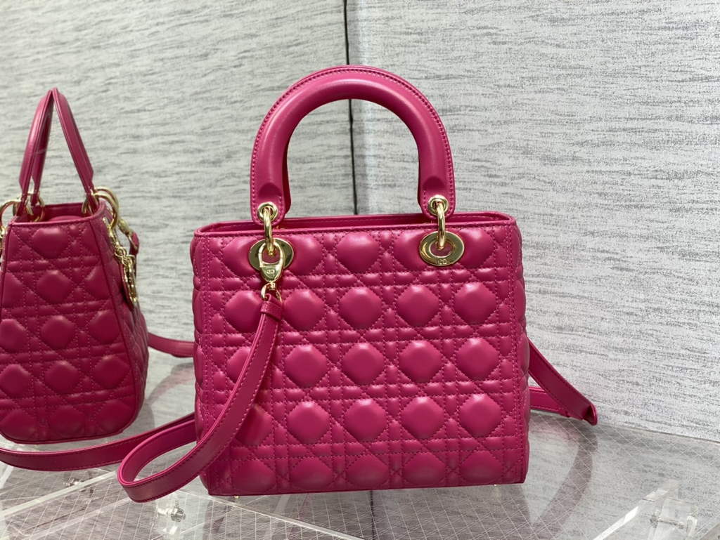 Dior M0565 Medium Lady Bag Cannage Lambskin plum gold - Default Title - View 5